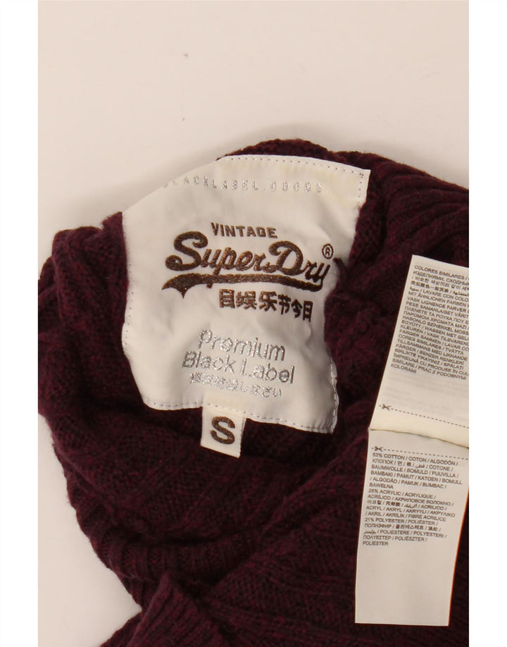 SUPERDRY Pull col roulé pour femme UK 10 Petit Coton Bordeaux