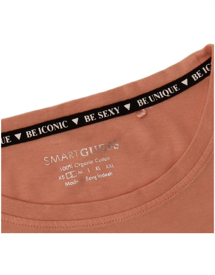 GUESS T-Shirt Graphique Femme UK 10 Petit Rose Coton