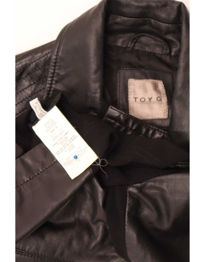 Toy G Veste de motard en cuir court pour femme UK 8 Petit cuir noir