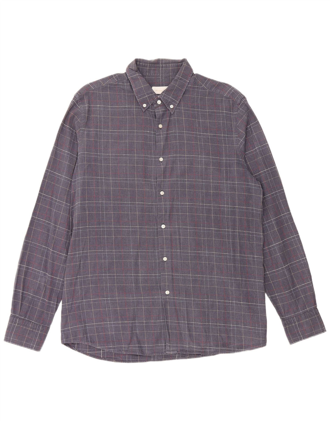 MASSIMO DUTTI Chemise Homme XL Bleu Marine Pied de Poule Coton