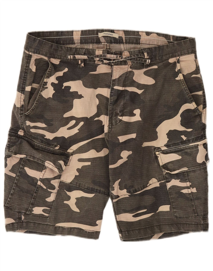 VINTAGE Short Cargo Homme W34 Grand Kaki Camouflage Coton