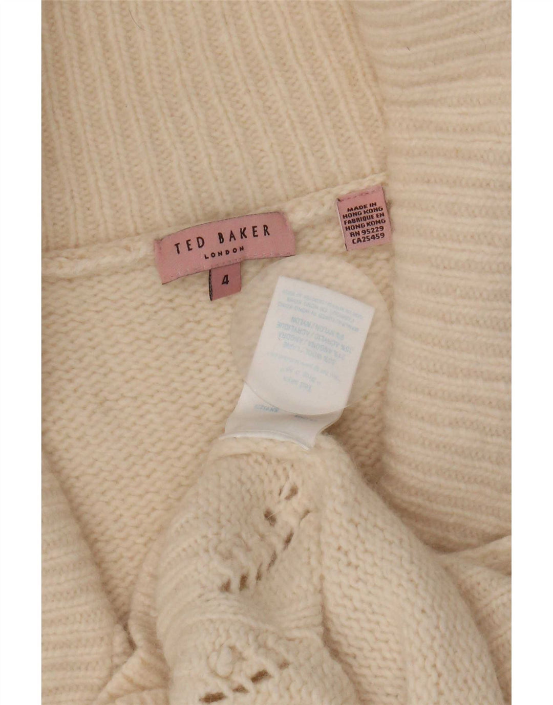 Ted Baker Femmes Wrap Cardigan Pull Taille 4 Grande Laine Beige