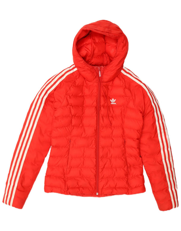Adidas Veste rembourrée à capuche pour femme UK 8 Small Orange Nylon