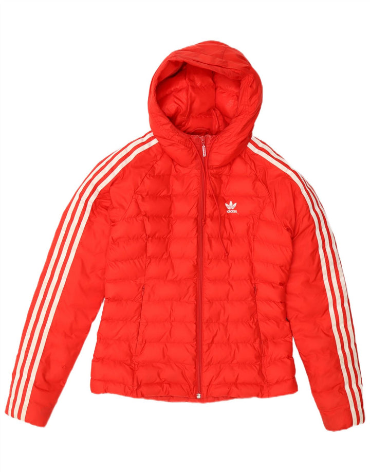 Adidas Veste rembourrée à capuche pour femme UK 8 Small Orange Nylon