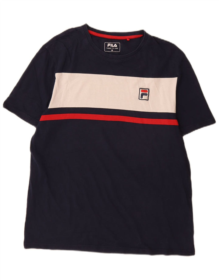 Fila T-Shirt Homme Bleu Marine Moyen Colorblock Coton