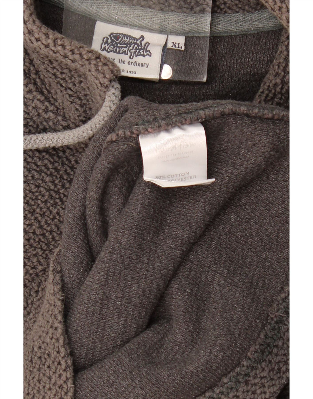 Weird Fish Sweat-shirt col zippé pour homme XL en coton gris