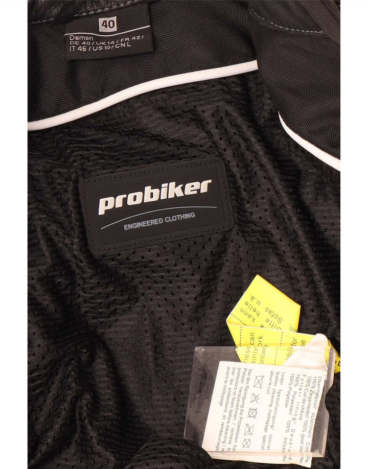 Probiker Veste de course en cuir graphique pour femme UK 14 Large Noir