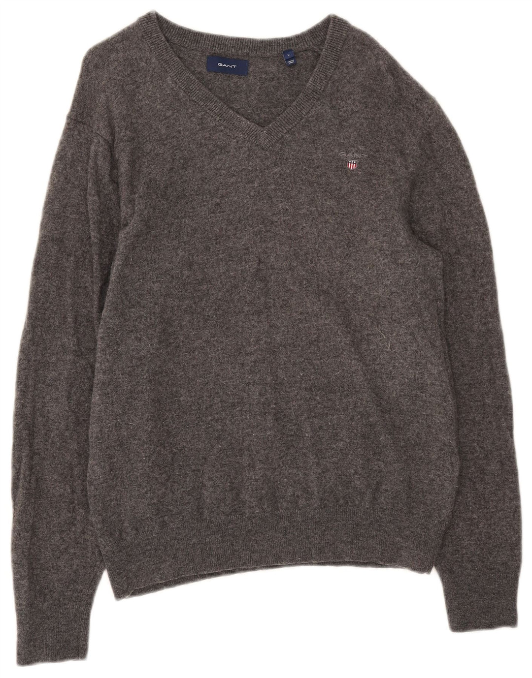 Gant Pull col en V pour femme UK 16 Large Gris Laine