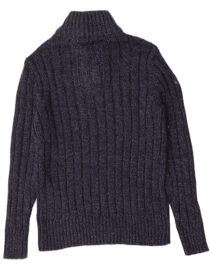 Superdry Pull Slim Fit Zip Neck Jumper Homme Bleu Marine Moucheté