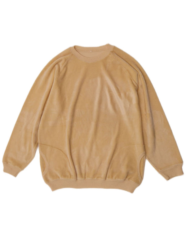 vintage Femme Velours Sweatshirt Jumper IT 50 XL Jaune