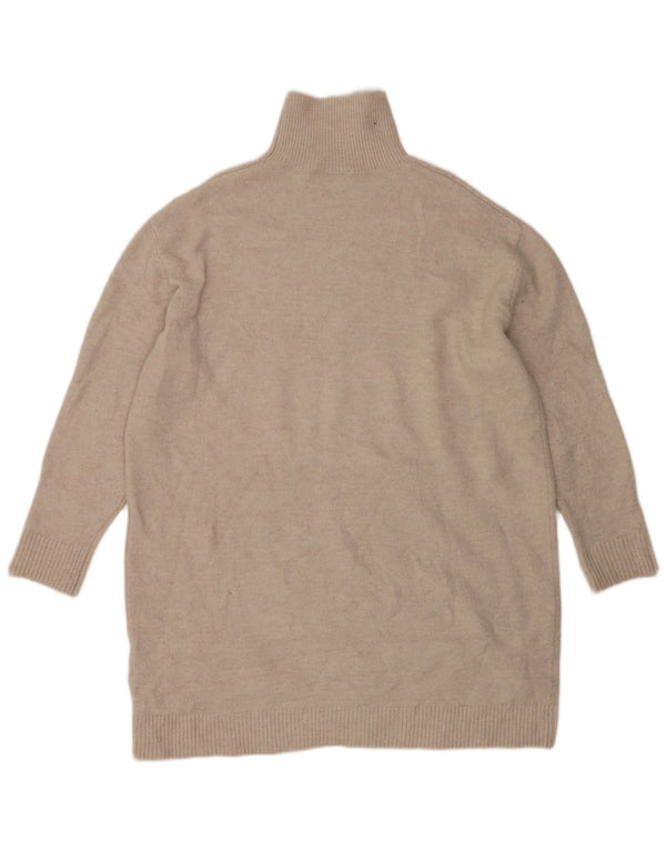 Zara Robe pull surdimensionnée à manches longues pour femme UK 10 Petit Polyester Beige