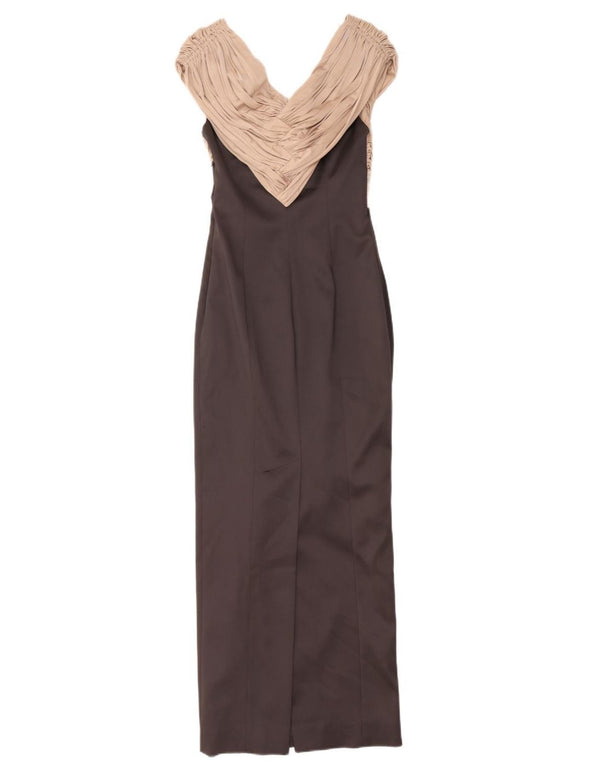 Karen Millen Robe longue sans manches pour femme UK 10 Petit Gris Colorblock