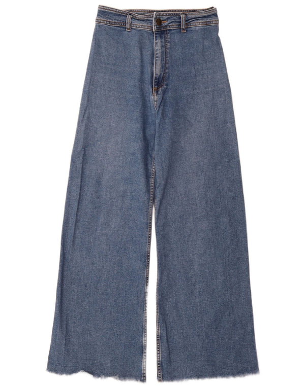 Zara Jean taille haute à jambe large pour femme EU 38 Small W28 L30 Bleu Coton