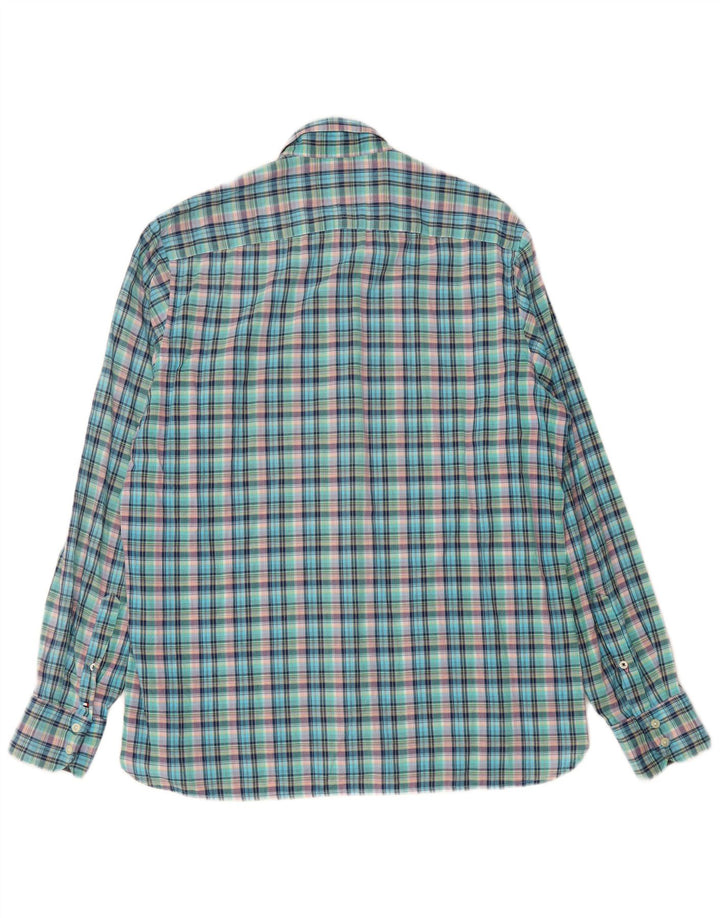 TOMMY HILFIGER Mens Shirt Medium Turquoise Check Cotton