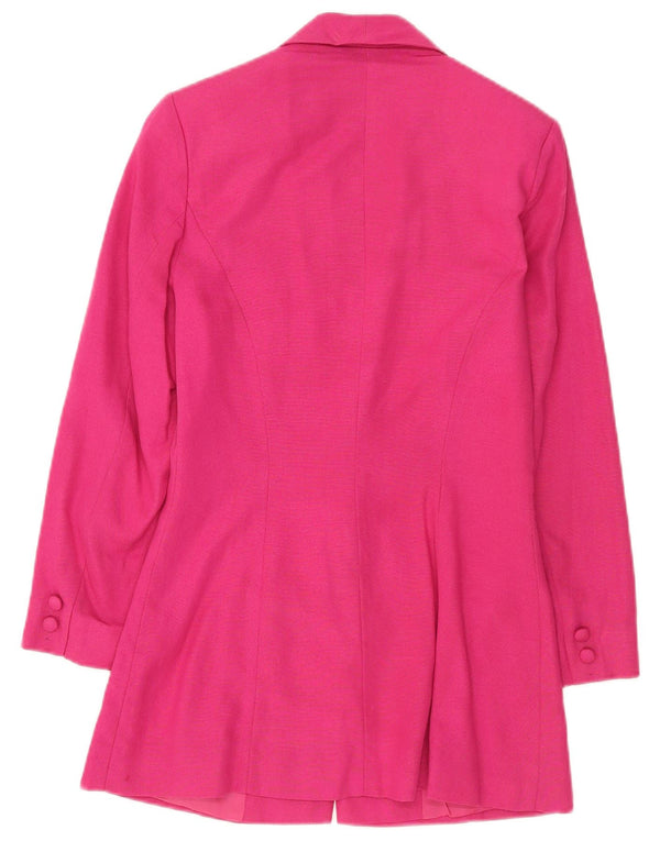 vintage Femme 3 Bouton Blazer Veste UK 8 Petite Viscose Rose