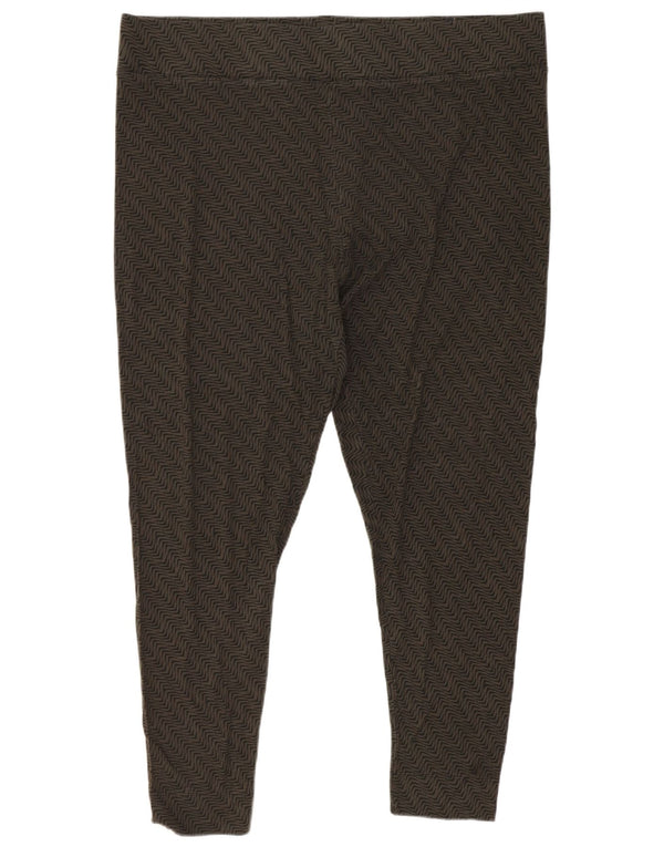 Marks & Spencer Legging Capri Femme UK 20 2XL Kaki Géométrique Viscose