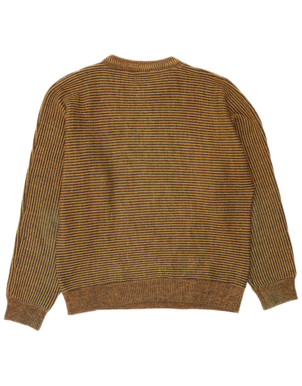 vintage Mens Crew Neck Jumper Pull Moyen Multicolore Rayé