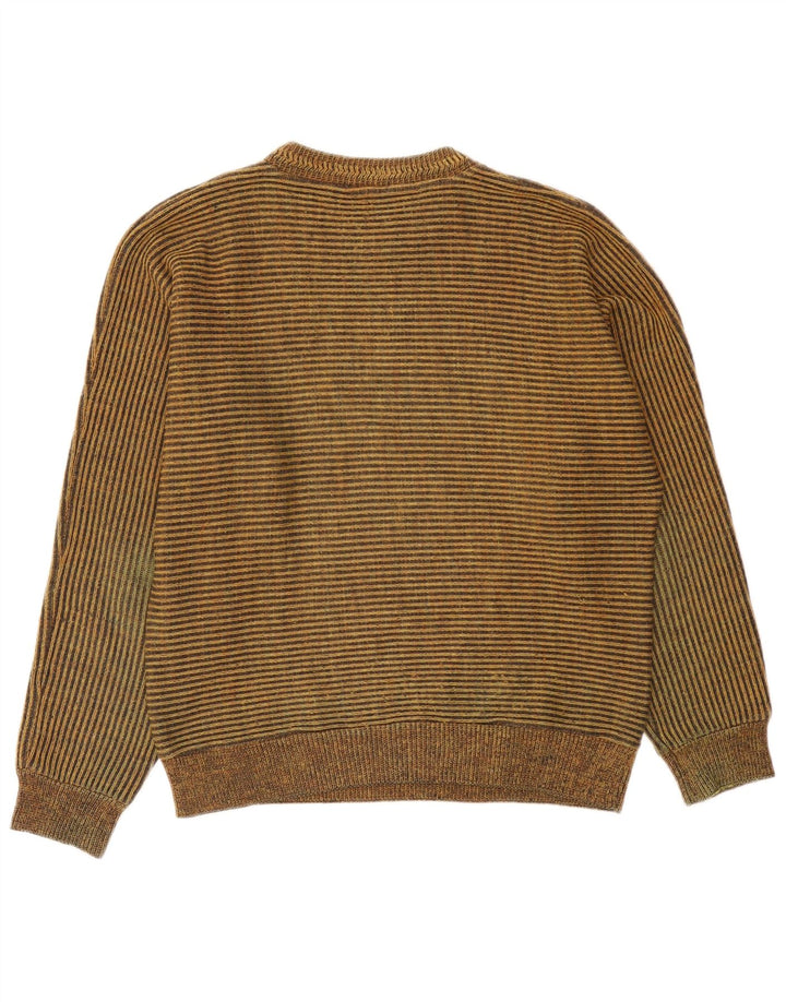 vintage Mens Crew Neck Jumper Pull Moyen Multicolore Rayé