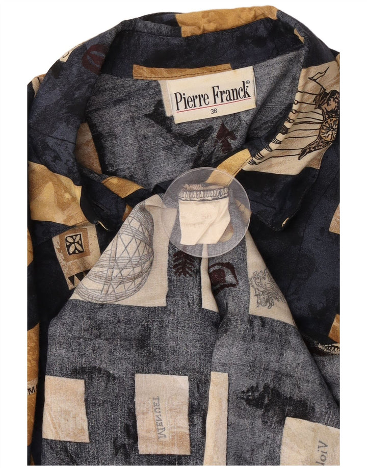 chemise femme vintage EU 38 Moyen Bleu Marine Patchwork Viscose
