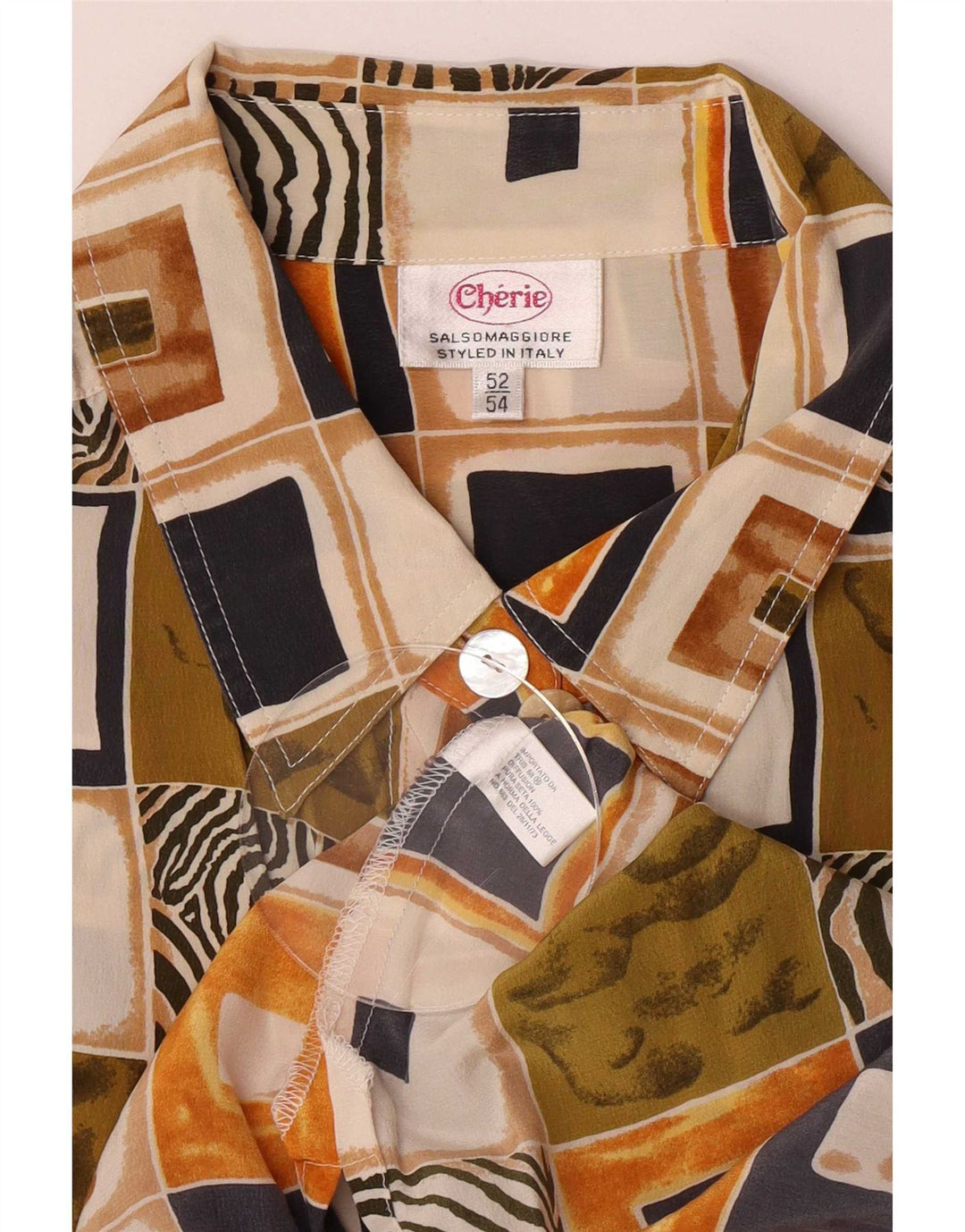 Cherie Chemise à manches courtes pour femme IT 52/54 2XL Patchwork multicolore rétro