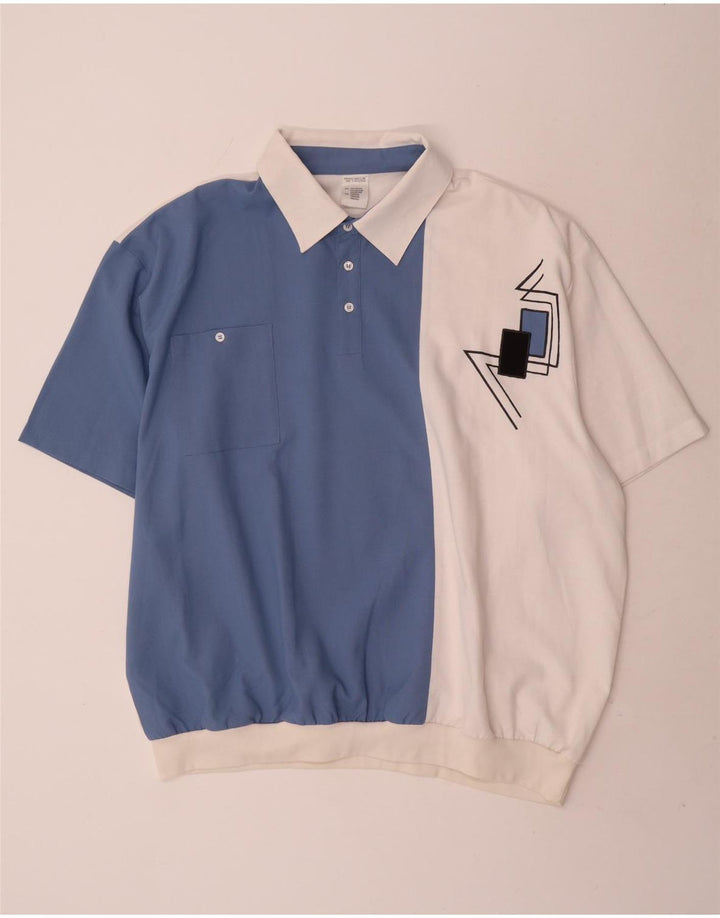 Chemise pull graphique vintage pour homme UK 54/56 5XL Bleu Colourblock