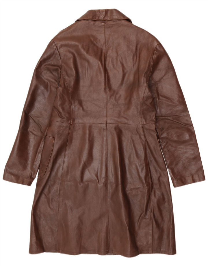 VINTAGE Manteau en cuir femme UK 18 XL Cuir marron