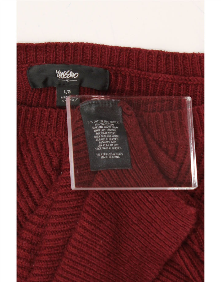 MOSSIMO Womens Oversized Boat Neck Jumper Sweater UK 16 Large Maroon Vintage Mossimo and Second-Hand Mossimo from Messina Hembry 