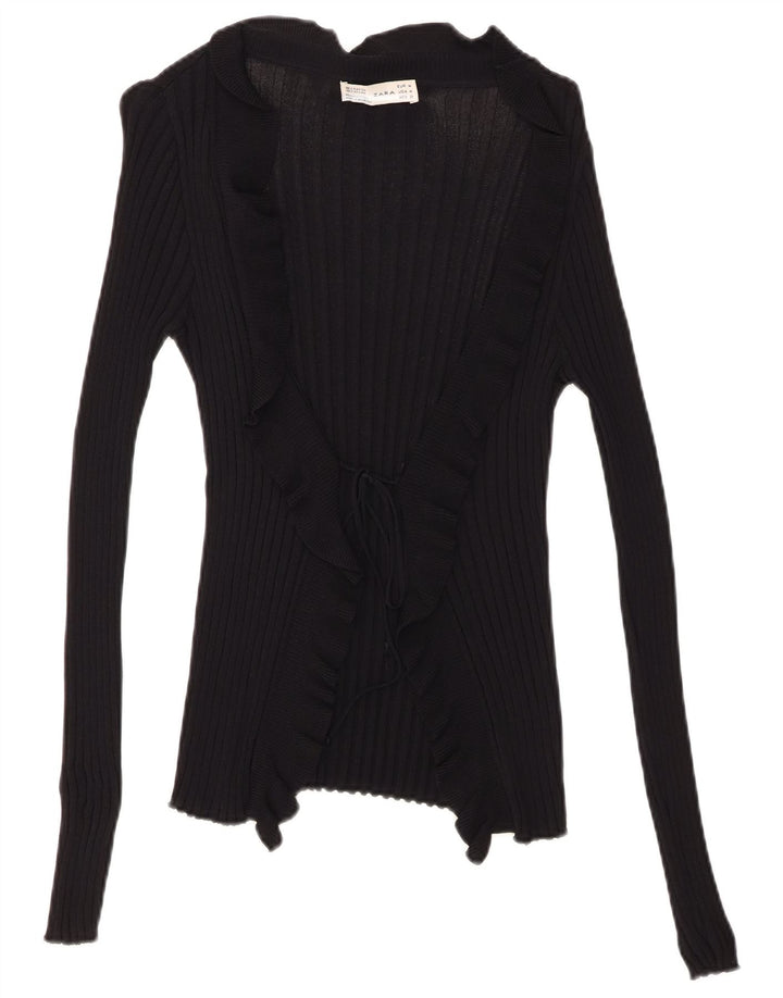 Zara Femme Cardigan Top UK 12 Medium Noir
