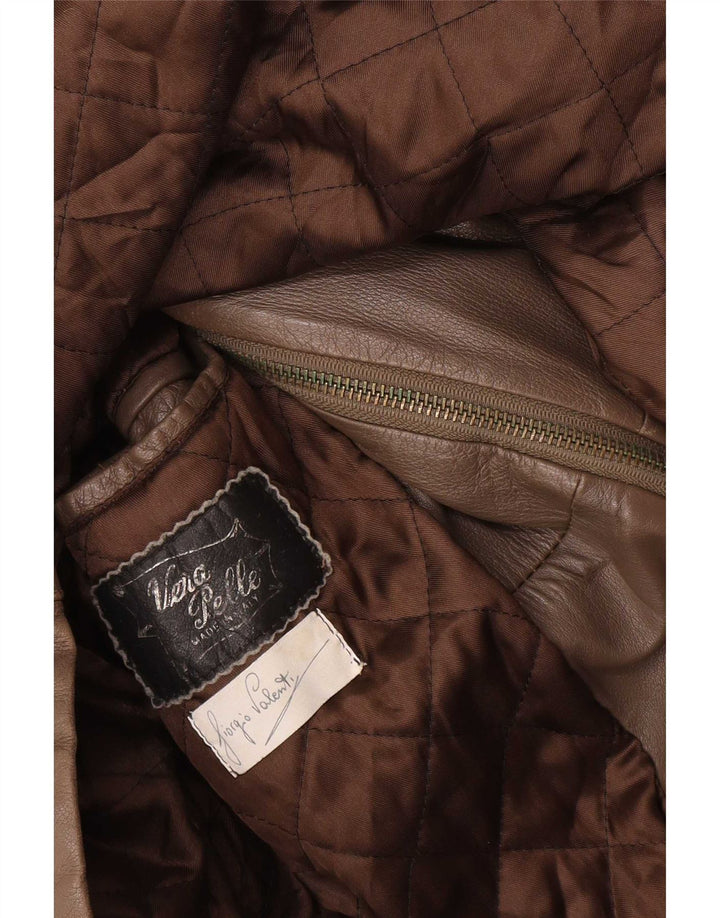veste en cuir militaire vintage pour hommes UK 40 Large Brown