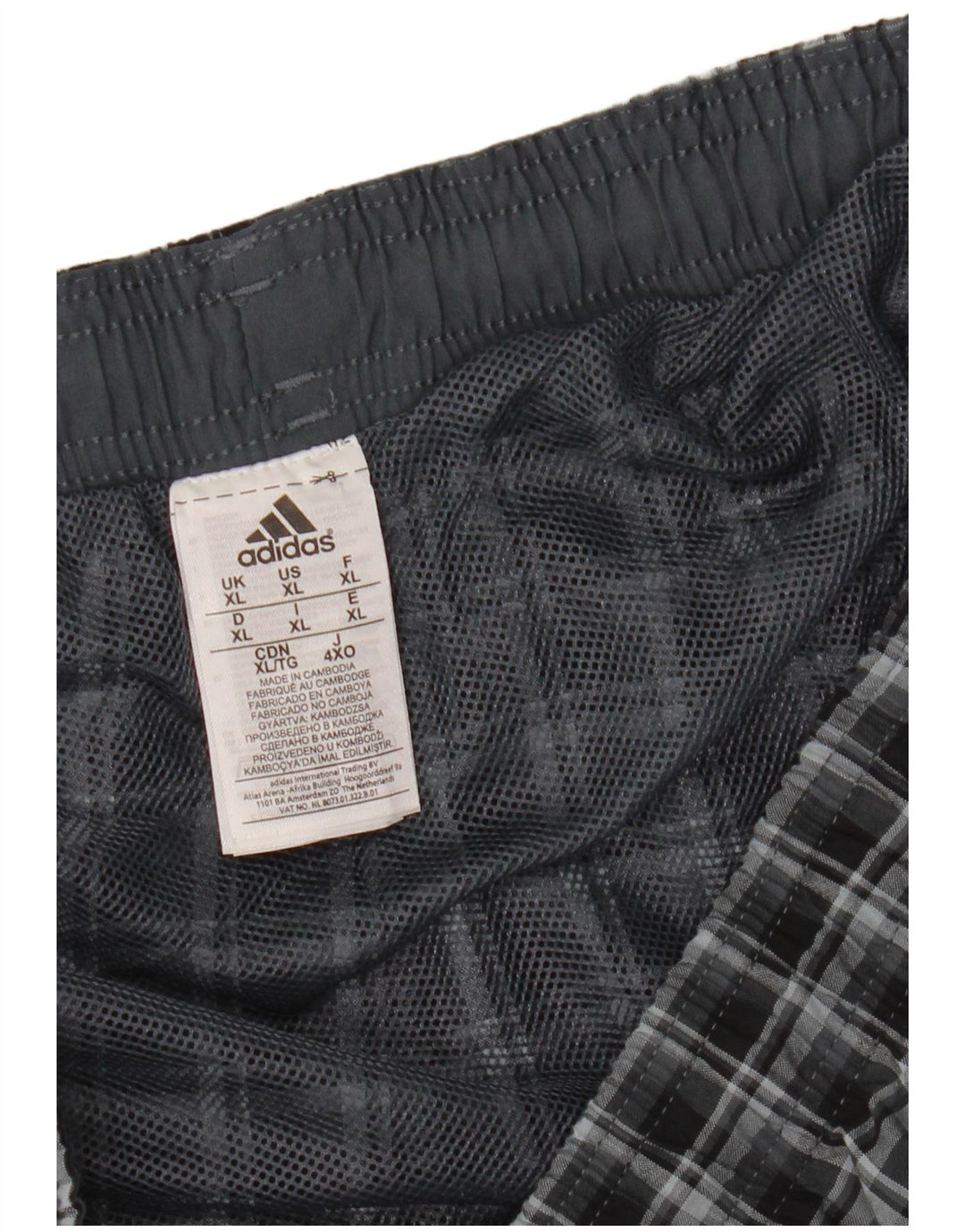 Adidas Short de Bain Homme XL Bleu Marine à Carreaux Polyester