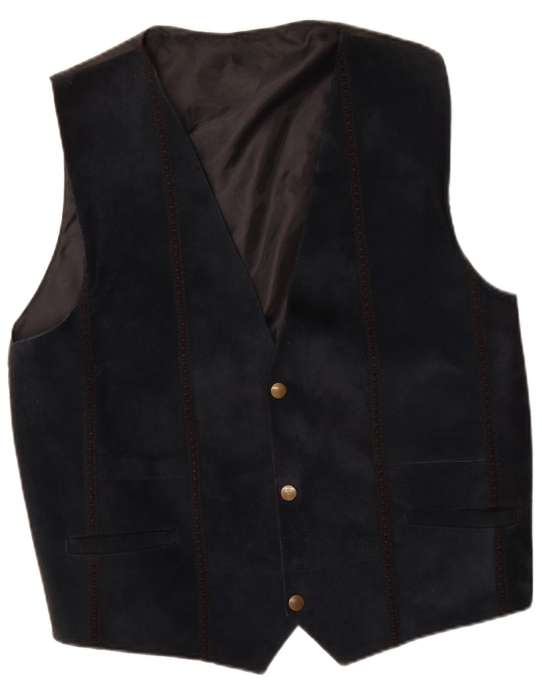 gilet en daim vintage pour hommes bleu marine moyen