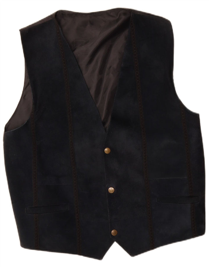 gilet en daim vintage pour hommes bleu marine moyen
