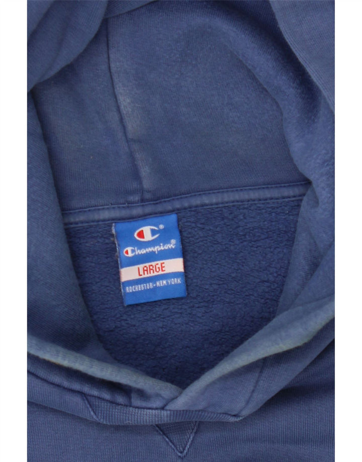 CHAMPION Mens Graphic Hoodie Jumper Large Navy Blue Vintage Champion and Second-Hand Champion from Messina Hembry 