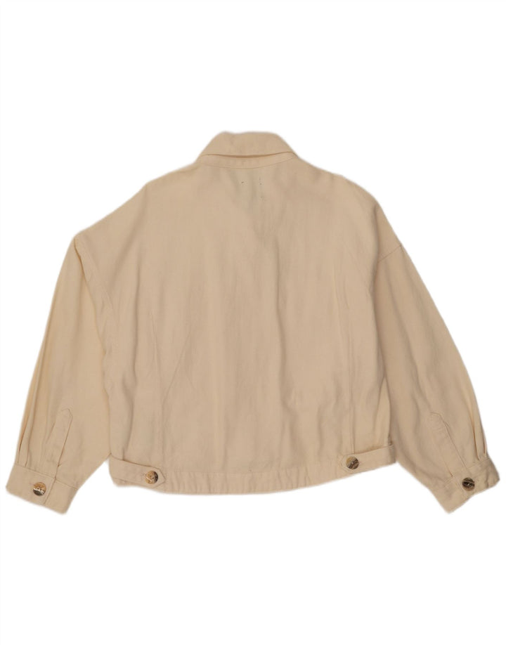 Zara Veste en jean surdimensionnée pour femme UK 16 Large en coton blanc cassé