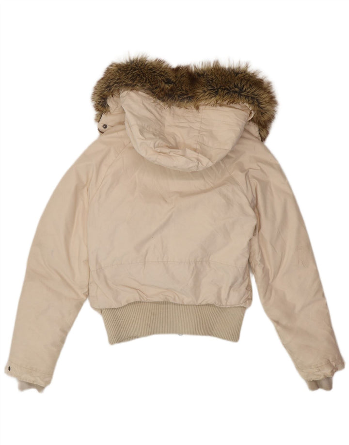 Woolrich Veste matelassée à capuche pour femme UK 14 Medium White Cotton