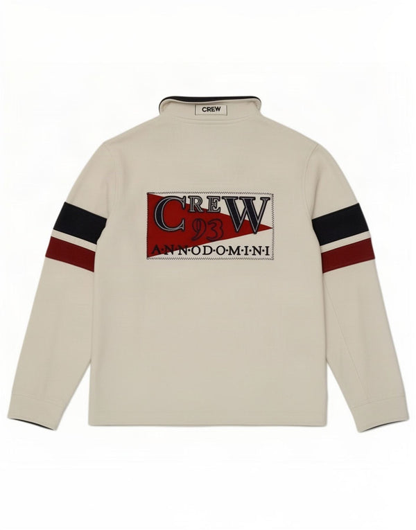 Crew Clothing Sweat-shirt graphique à col zippé pour homme Rayé blanc moyen