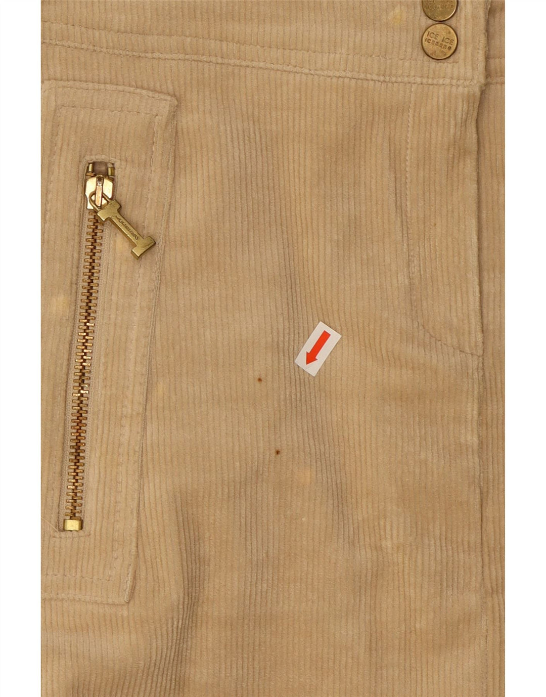 Iceberg Mini jupe en velours côtelé pour femme W28 en coton beige moyen
