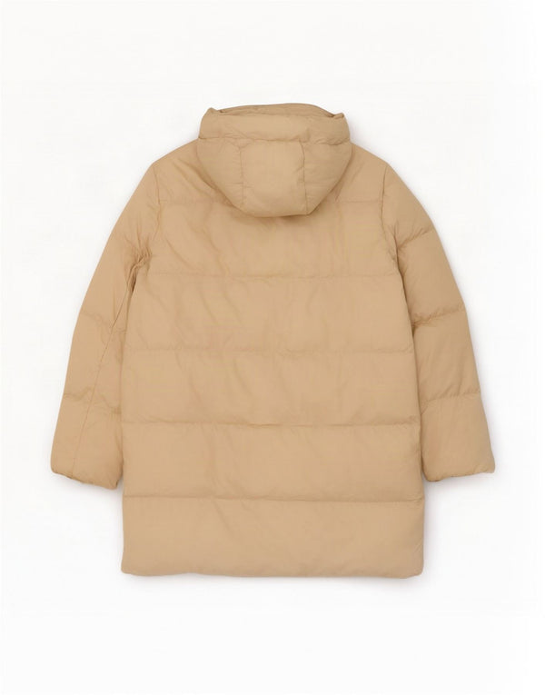 Zara Manteau matelassé surdimensionné à capuche pour femme UK 6 XS Beige Polyester