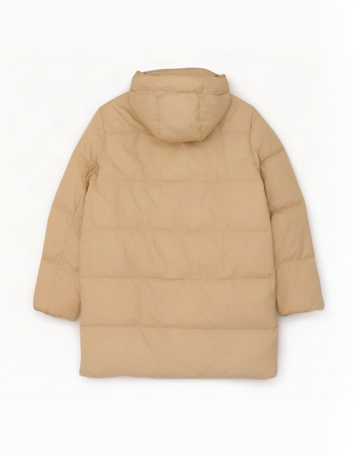 Zara Manteau matelassé surdimensionné à capuche pour femme UK 6 XS Beige Polyester