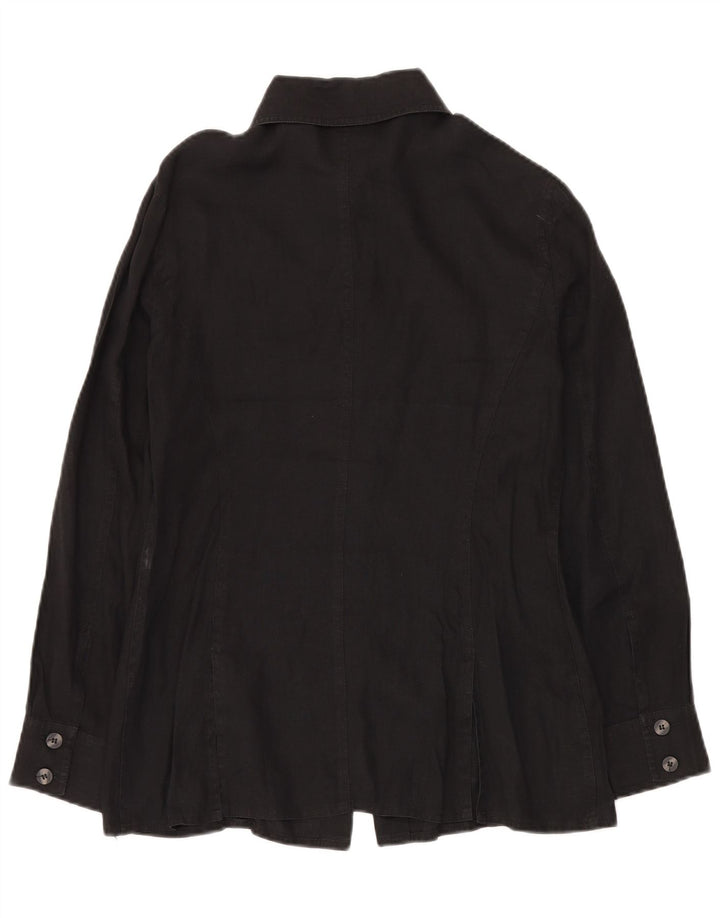 LUISA SPAGNOLI Chemisier surdimensionné pour femme UK 10 Petit lin noir