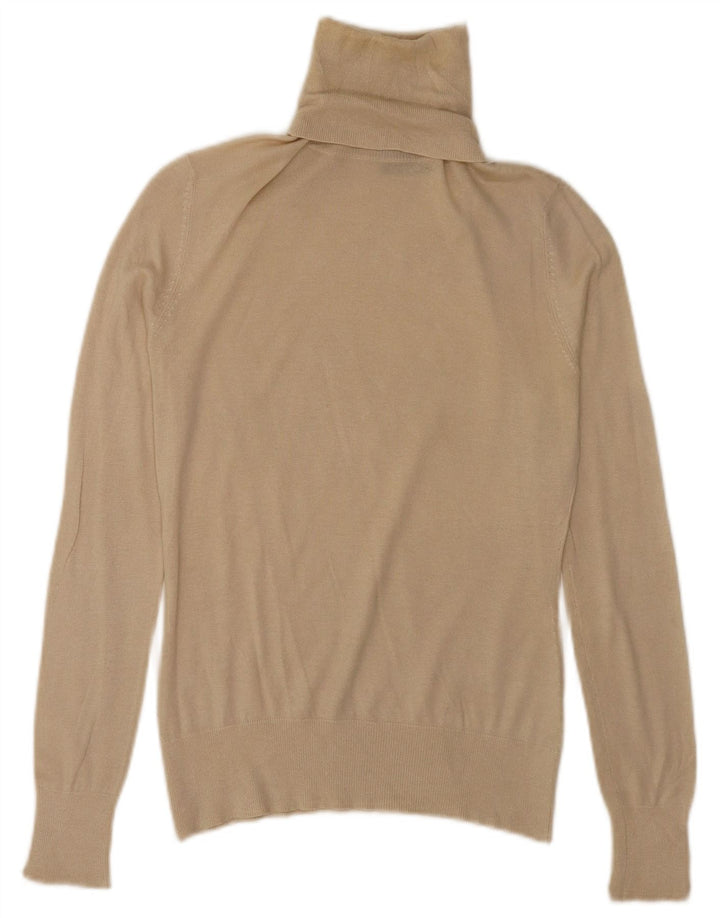 Massimo Dutti Pull col roulé pour femme UK 10 Petite soie beige