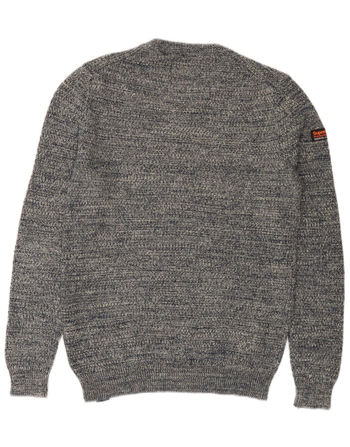 SUPERDRY Pull col rond homme petit coton moucheté bleu marine