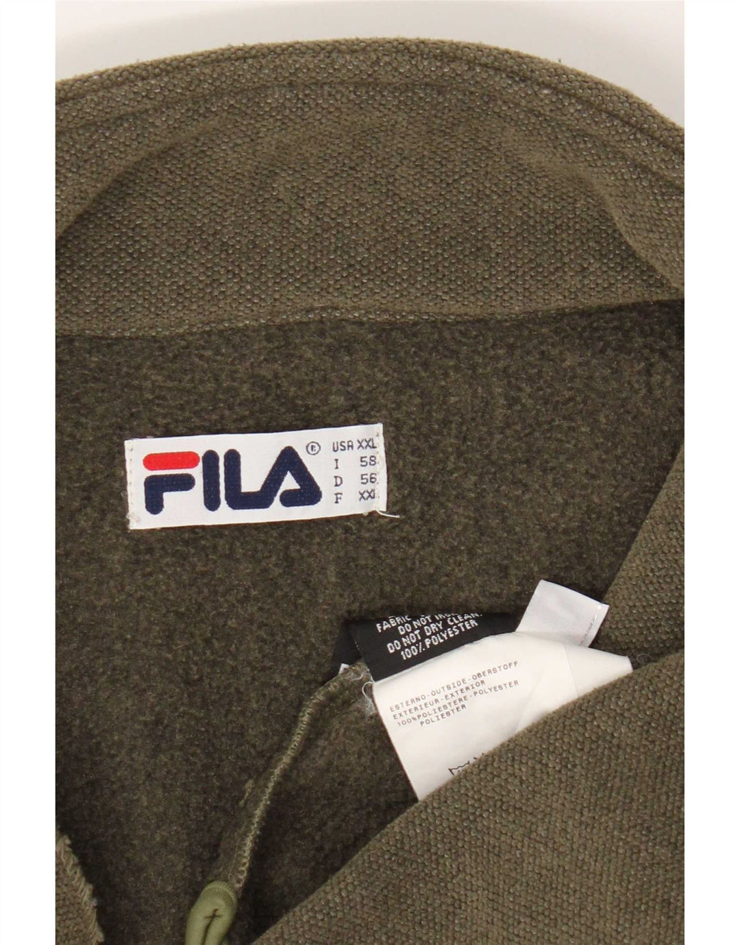 Fila Sweat-shirt à col zippé pour homme 2XL Kaki Polyester