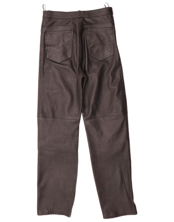 VINTAGE Pantalon droit femme EU 40 Moyen W28 L29 Cuir Noir