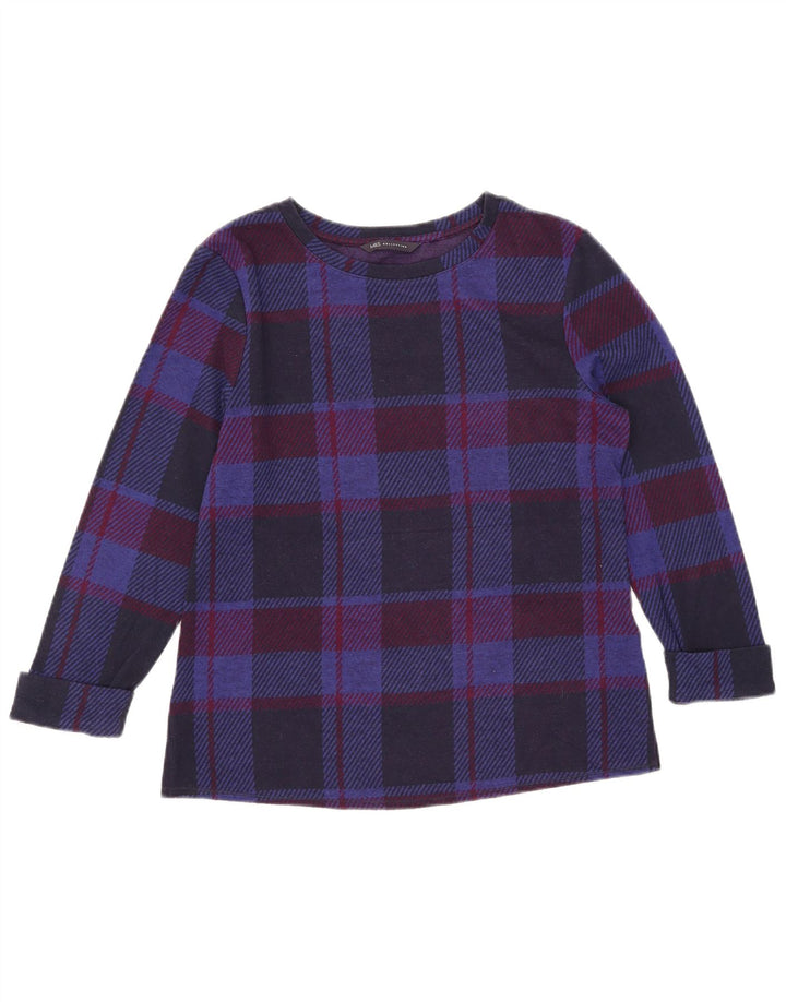 Marks & Spencer Haut à manches 3/4 pour femme UK 10 Petit carreaux bleu marine