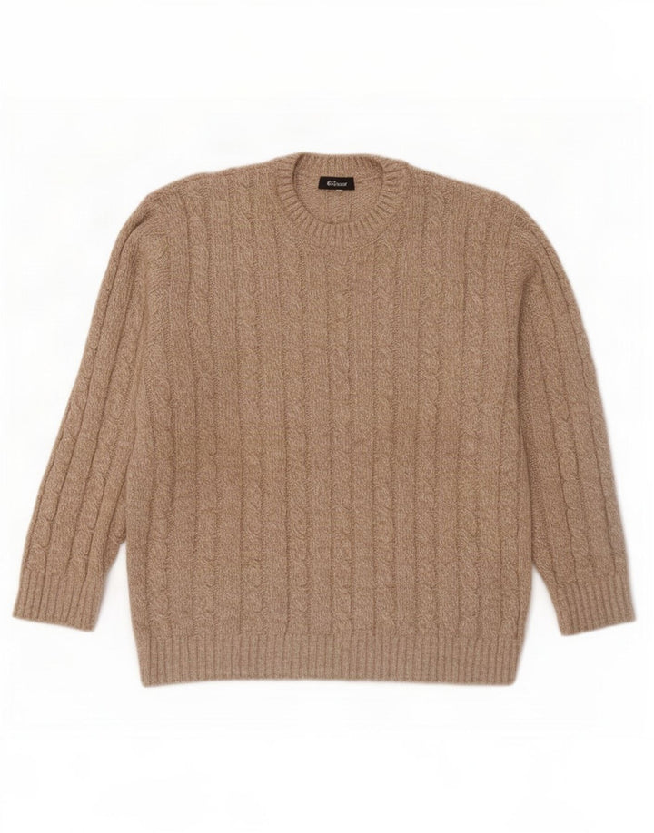 Lebole Pull col rond homme IT 50 laine mouchetée beige moyen