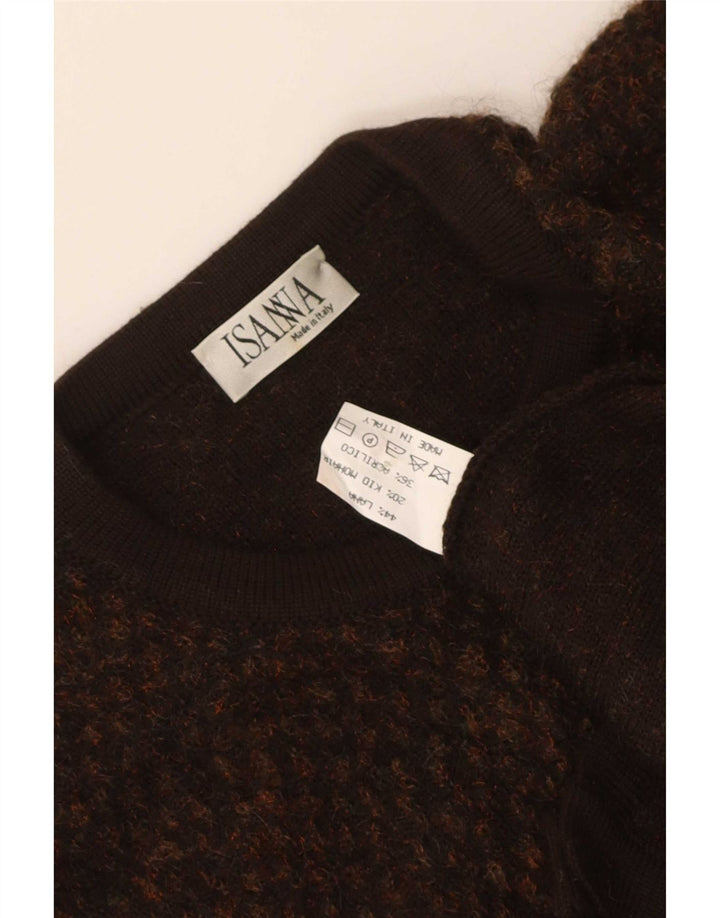 vintage Femme Cardigan Pull UK 16 Grande Laine Brune