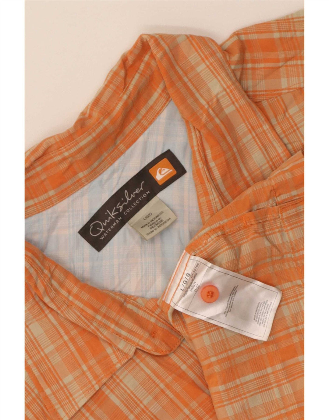 Quiksilver Chemise à manches courtes pour homme en rayonne à carreaux orange