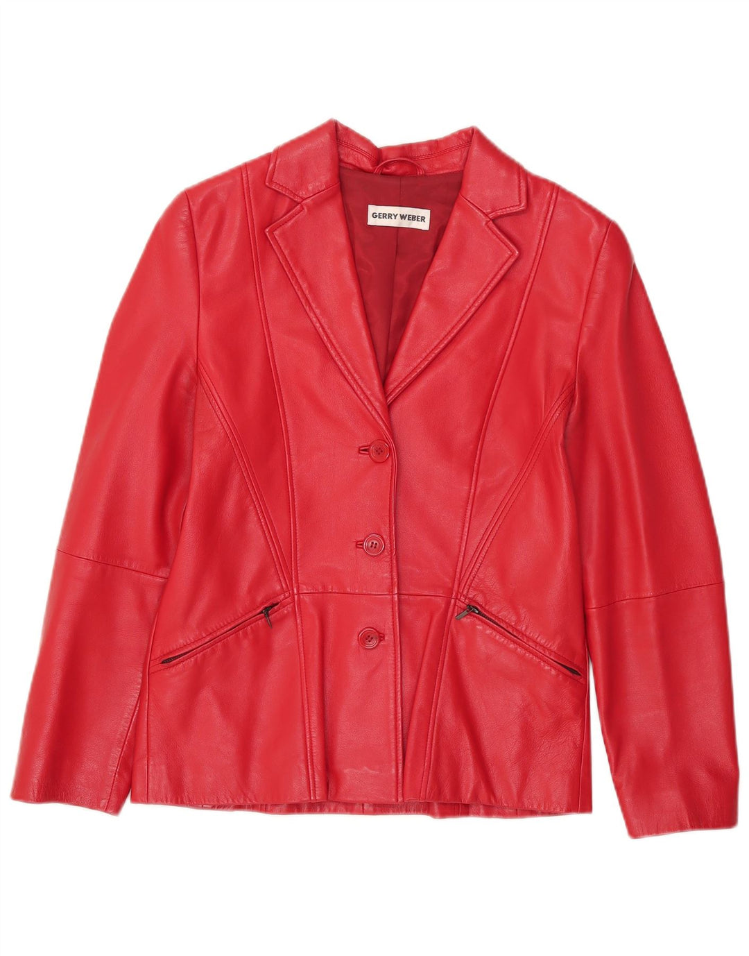 Gerry Weber Veste en cuir pour femme UK 12 Cuir rouge moyen