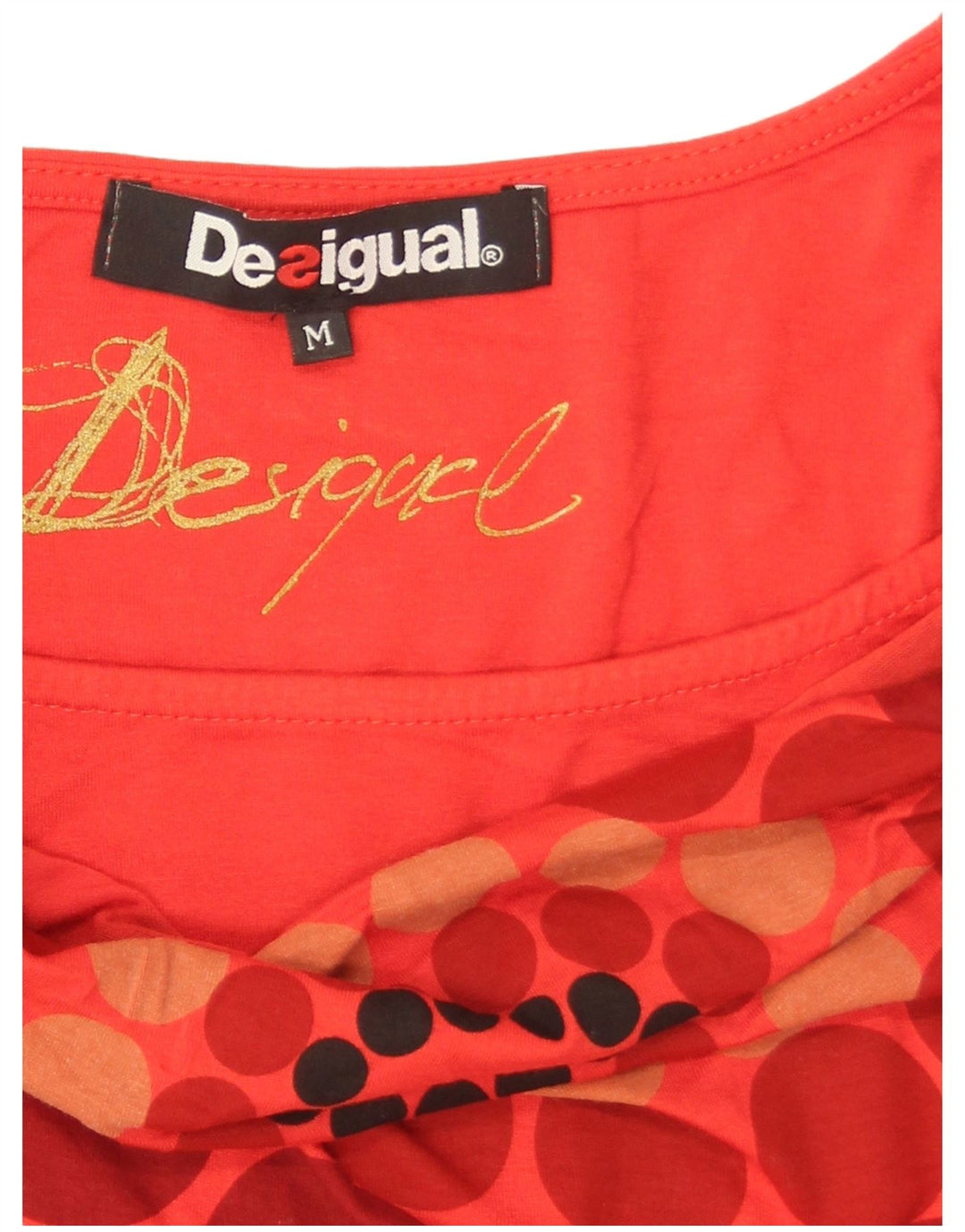 Desigual T-shirt graphique pour femme UK 12 Orange moyen géométrique